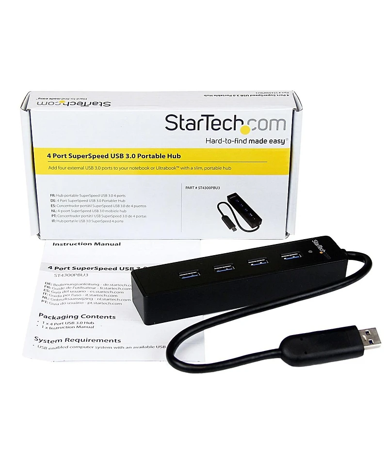 StarTech 4 Port Portable SuperSpeed Usb 3.0 Hub with Built-in Cable