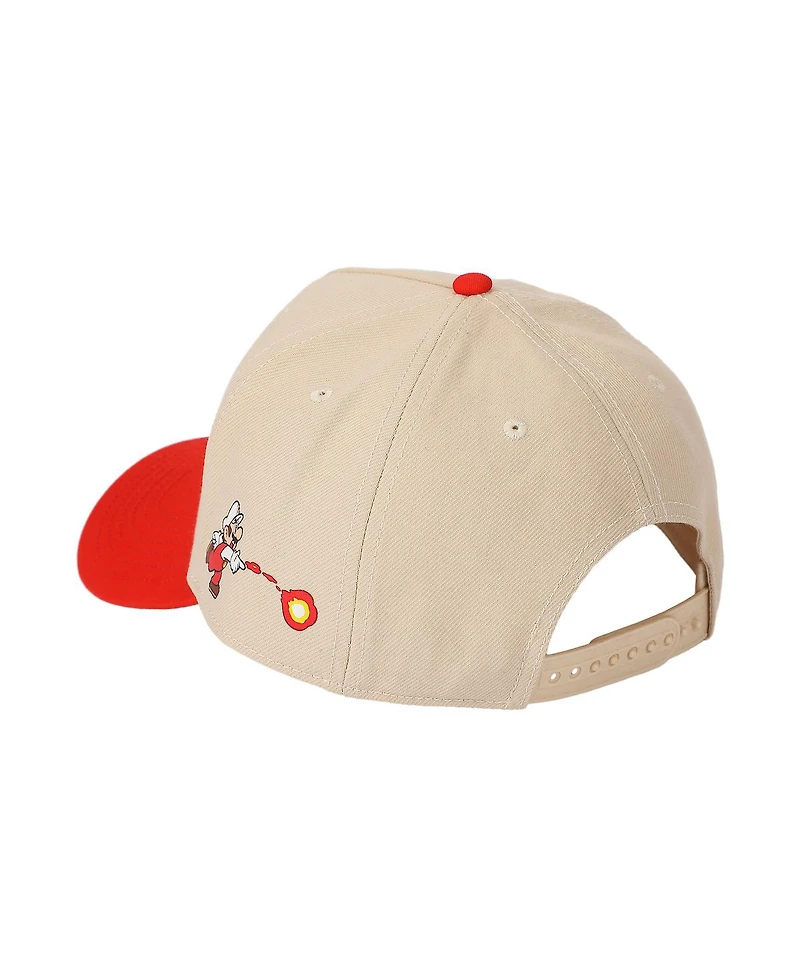 Super Mario Men's Bros Fire Mario White & Red Retro Grandpa Snapback Hat