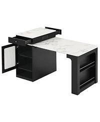 Streamdale Furniture 59.5" Extendable Kitchen Island with Dining Table & Storage