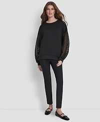 Dkny Women's Fauchet Long-Sleeve Crewneck Pull-On Sweatshirt