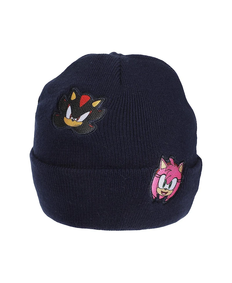 Sonic the Hedgehog Men's Printed Character Patches Navy Cuff Beanie