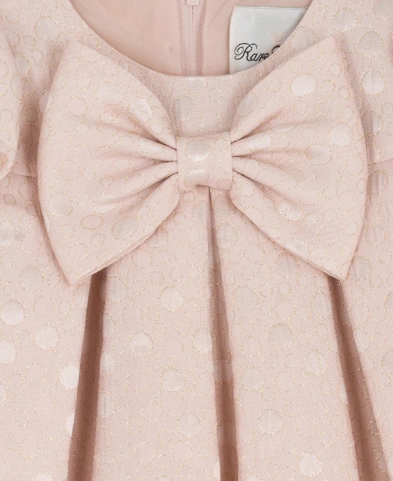 Rare Editions Baby Girls' Short-Sleeve Dotted Brocade Social Dress