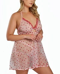 iCollection Plus Hearts and Lace Babydoll Lingerie Set