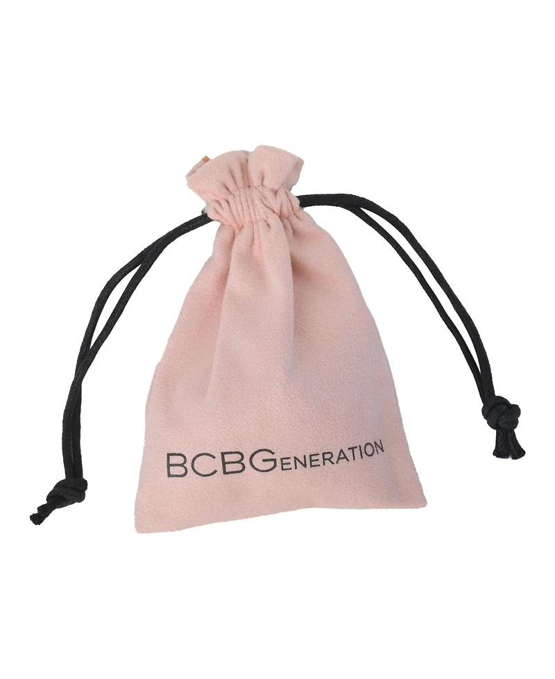 BCBGeneration Silver Heart Drop Earrings with Gold Bow Accent