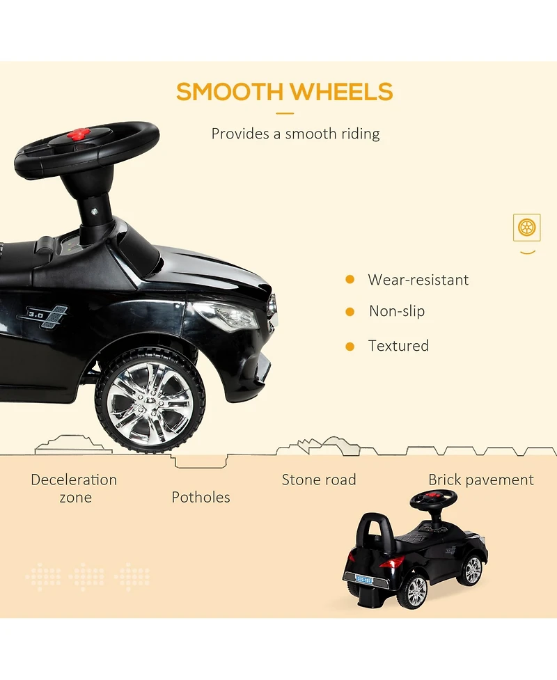 Aosom Ride on Sliding Car w/ Horn Music Working Lights Storage No Power