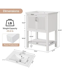 Tribesigns 24" Bathroom Vanity with Sink, Modern Freestanding Vanity with Ceramic Porcelain Basin