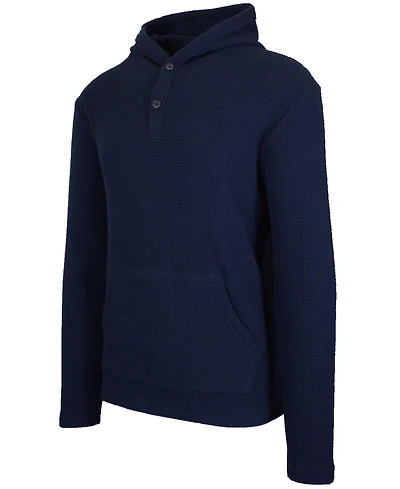 Blue Ice Men's Regular-Fit Waffle Knit Thermal Henley Hoodie