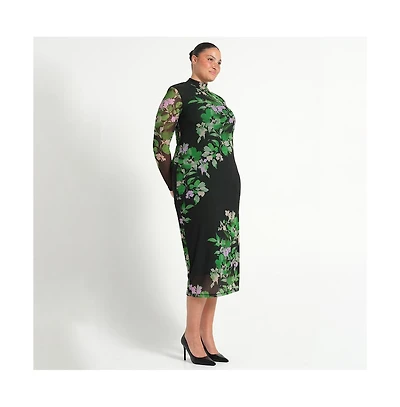 Estelle Plus Fiora Long Sleeve Mesh Dress