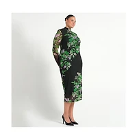 Estelle Plus Fiora Long Sleeve Mesh Dress