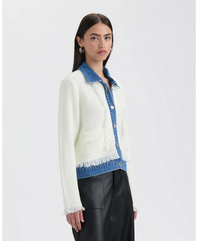 Nvlt Women's Denim Cardigan with Fringe