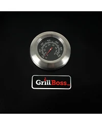Grill Boss 32 Inch Charcoal Bbq Grill, Side Shelves, Built In Thermometer, Black