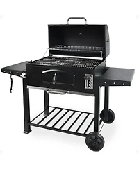 Grill Boss 32 Inch Charcoal Bbq Grill, Side Shelves, Built In Thermometer, Black