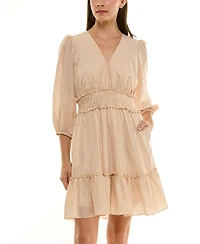 Taylor Women's Striped Smocked Waist Pull-On Midi Dress