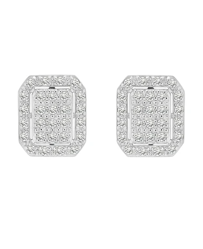 Diamond Octagon Halo Cluster Earrings (1/3 ct. t.w.) in Sterling Silver, Macy's Exclusive