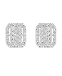 Diamond Octagon Halo Cluster Earrings (1/3 ct. t.w.) in Sterling Silver, Macy's Exclusive