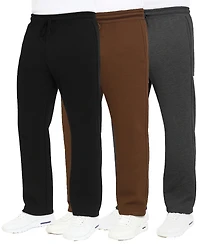 Blue Ice Men's Ultra Heavyweight Fleece Sweatpants with Open Bottom, 3-Pack