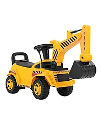 Hongge Kids Ride-On Excavator Toy with Adjustable Shovel and Realistic Controls - Yellow