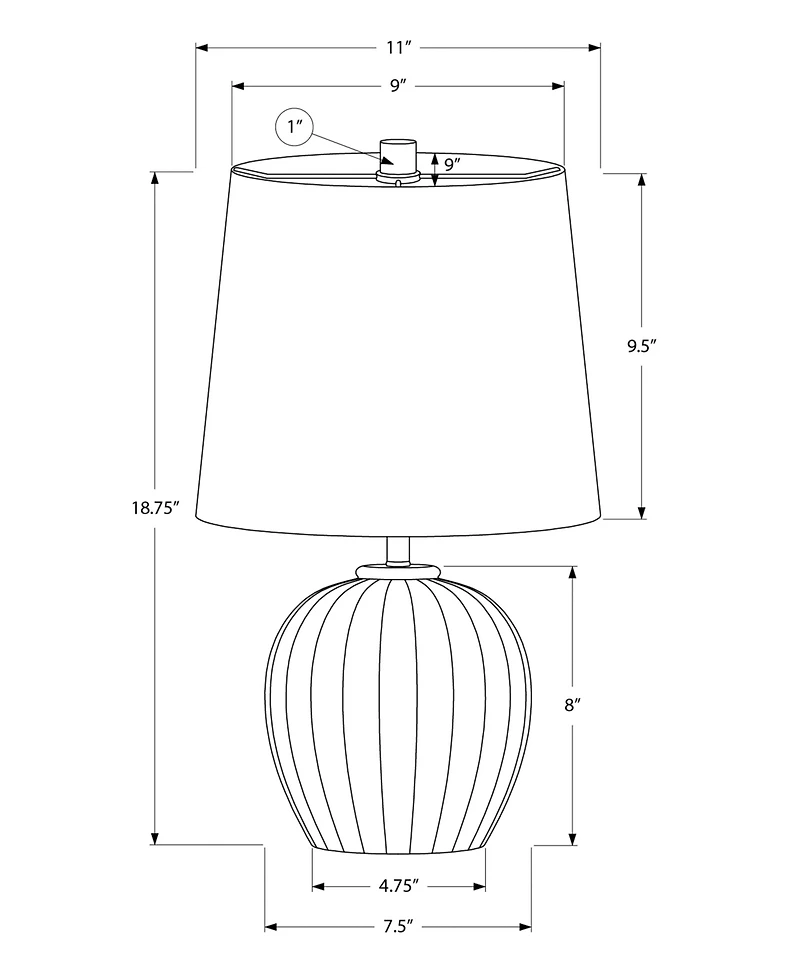 Monarch Specialties Lighting 19" Plastic Table Lamp