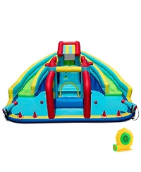 Hongge Inflatable Double Water Slide Park with Obstacle Course and 680W Air Blower