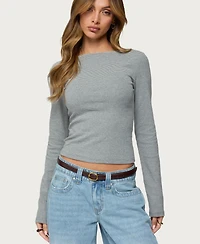 Edikted Women's Loria Striped Boat Neck Top