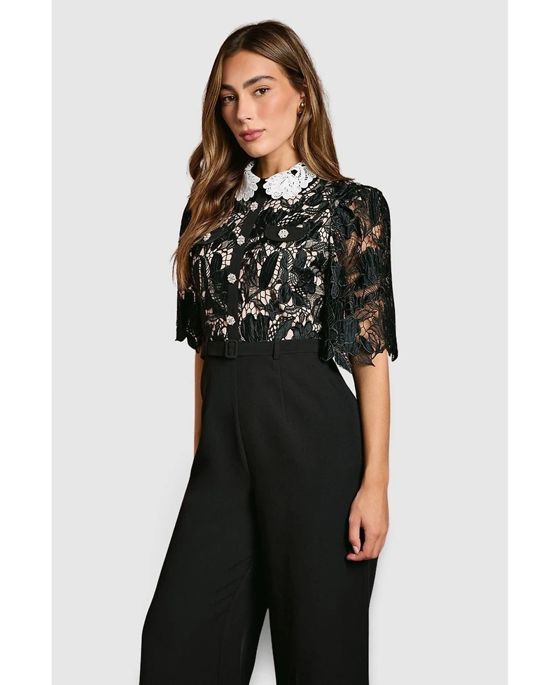 Coast Women's Lace Shirt Short Sleeve Jumpsuit