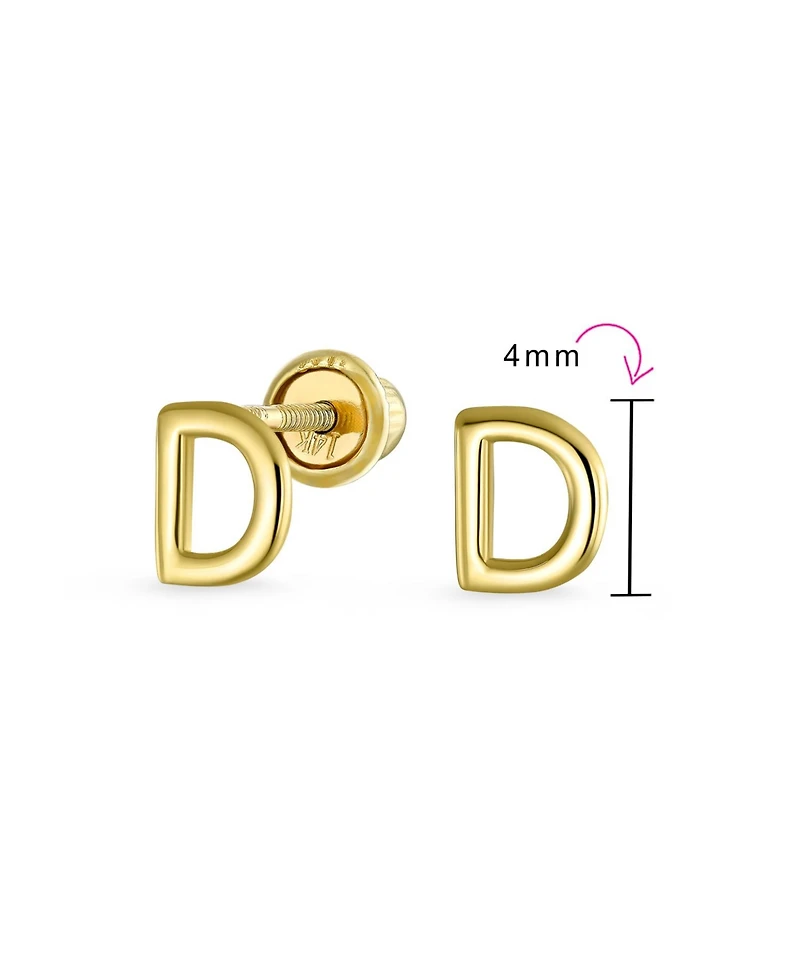 Bling Jewelry Abc Tiny 14K Gold Block Alphabet Letter Initial Stud Earrings Screw-Back