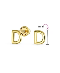 Bling Jewelry Abc Tiny 14K Gold Block Alphabet Letter Initial Stud Earrings Screw-Back