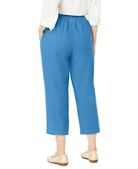 Woman Within Women's 7-Day Elastic-Waist Pull-On Cotton Denim Capri Jeans