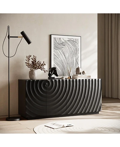 Streamdale Furniture Buffet Cabinet with Storage, 4 Doors Modern Accent Sideboard, 59" Wide (Black)