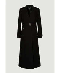 Karen Millen Women's Wool Notch Neck Belted Maxi Coat