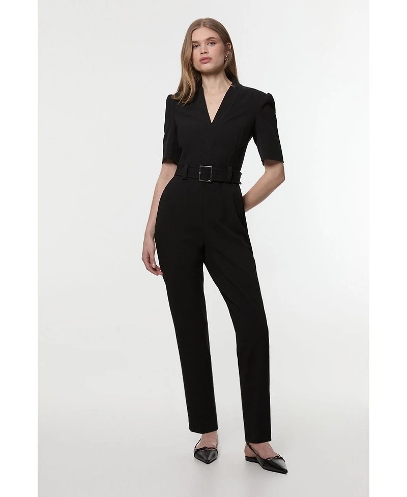 Karen Millen Women's Crepe Belted Jumpsuit