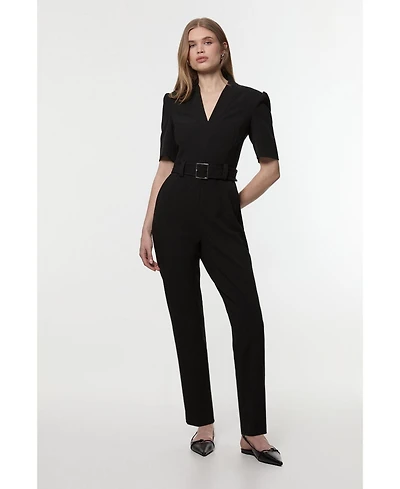 Karen Millen Women's Crepe Belted Jumpsuit