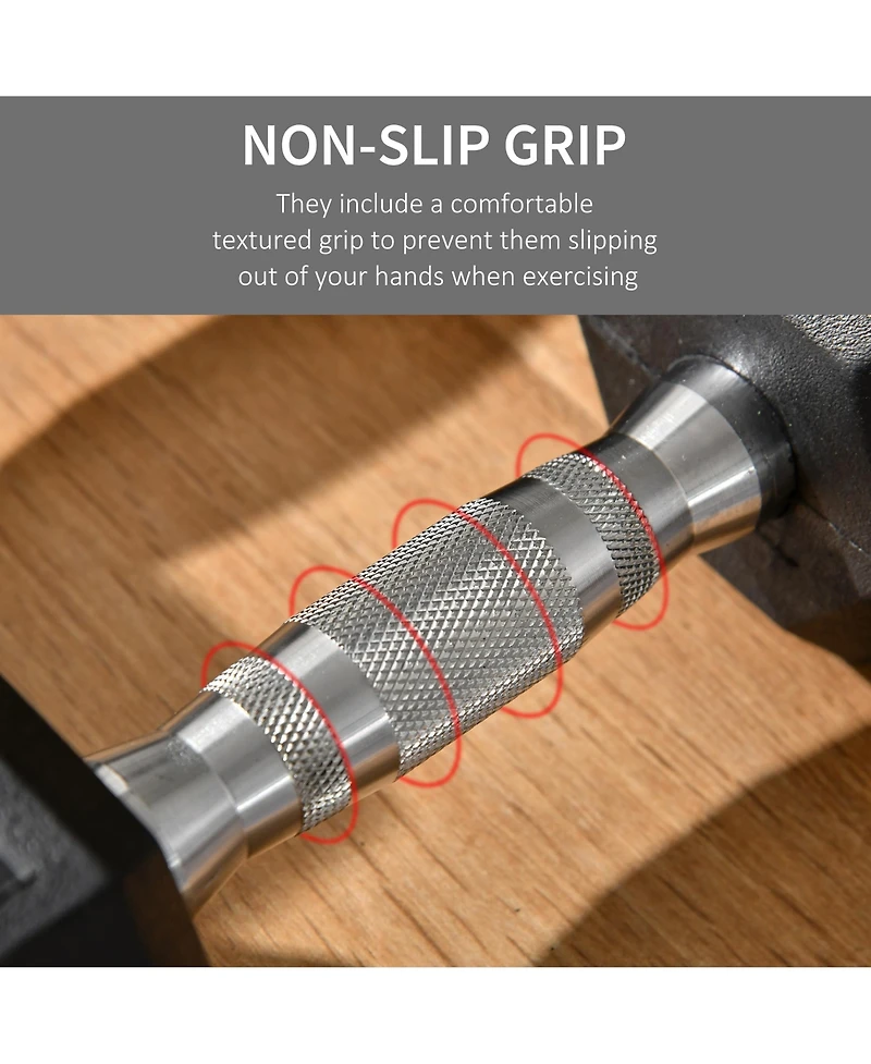 Soozier Hex Rubber Dumbbell Set with Ergonomic Handles