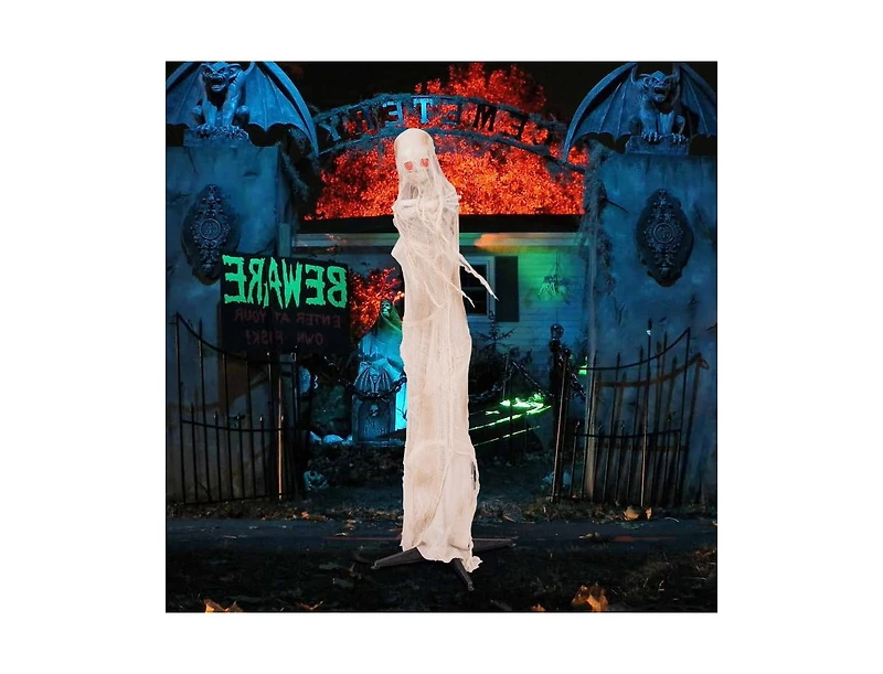 Mondawe 6ft Halloween Animated Standing Mummy with Led Red Glowing Eyes