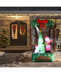 LuxenHome 6Ft Holiday Santa Display Present Inflatable with Lights