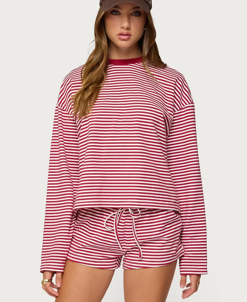 Edikted Women's Jainee Striped Long Sleeve T Shirt