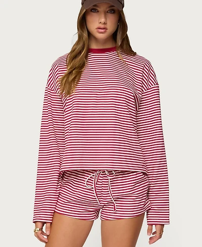 Edikted Women's Jainee Striped Long Sleeve T Shirt