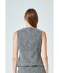 endless rose Women's Multi Tweed Buttoned Vest
