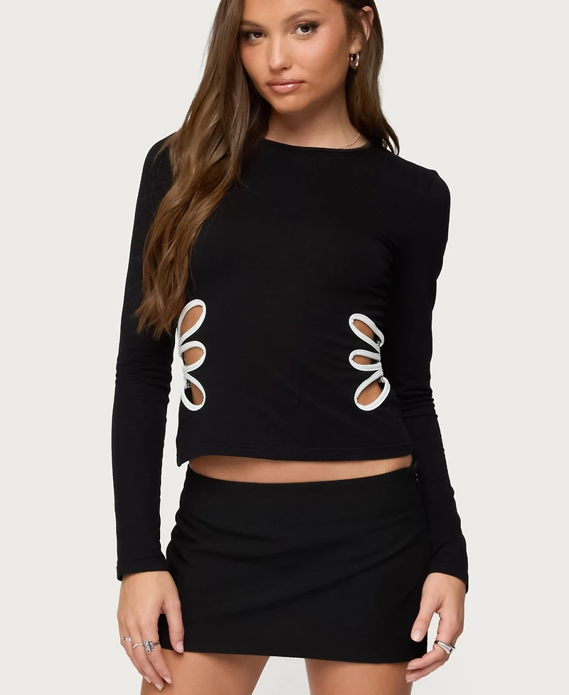 Edikted Women's Contrast Cut Out Long Sleeve Top