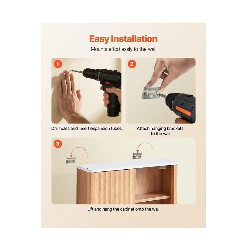 Slickblue-Bathroom Wall Cabinet with Double Doors and Shelf Storage