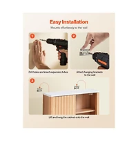 Slickblue-Bathroom Wall Cabinet with Double Doors and Shelf Storage