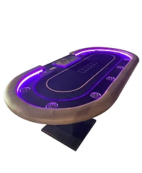 “Flynama 96-Inch Poker Table with Led Lights, Chip Management & Speed Cloth for 10 Players Texas Hold em Game Nights.”