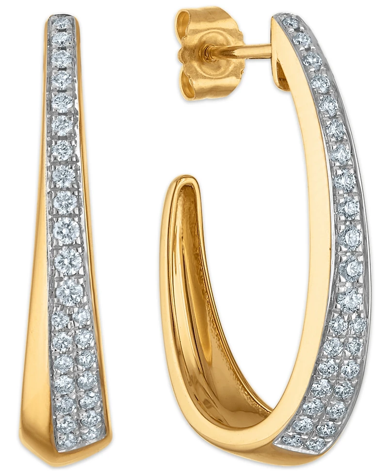 Macy's White Diamond C Hoop Earrings (0.40 ct. t.w.) in 14k Yellow Gold