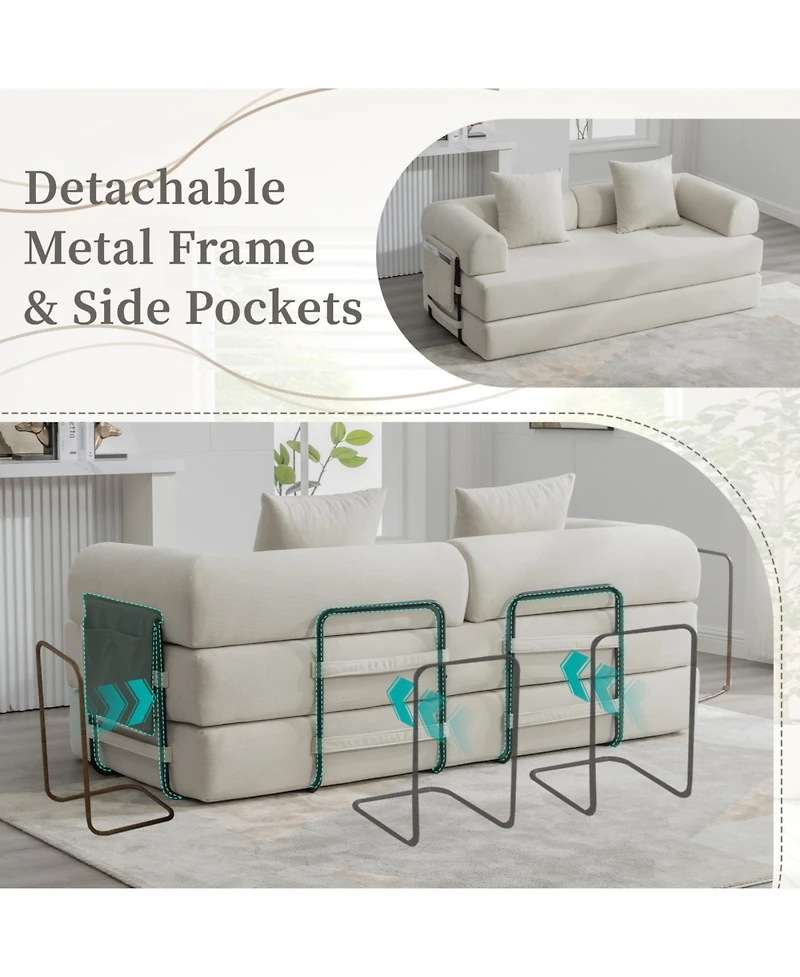 Streamdale Furniture Streamdale Foldable & Compressible Sofa with Metal Frame for Small Spaces