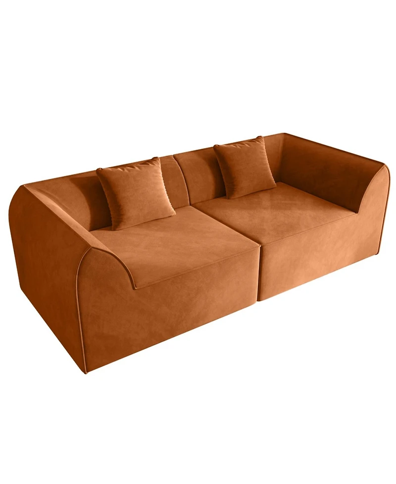 Streamdale Furniture Compressed Memory Foam Sofa with Pillow 2-Seater Lounger Daybed, Orange