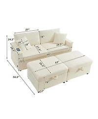 Streamdale Furniture Streamdale Comfortable Fluffy Corduroy Lazy Sofa with Storage, Super Soft Chaise Lounge