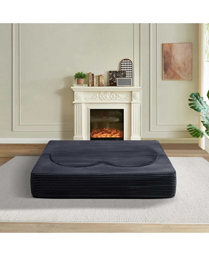 Streamdale Folding corduroy sofa bed, double sofa for living rooms, offices (dark gray)