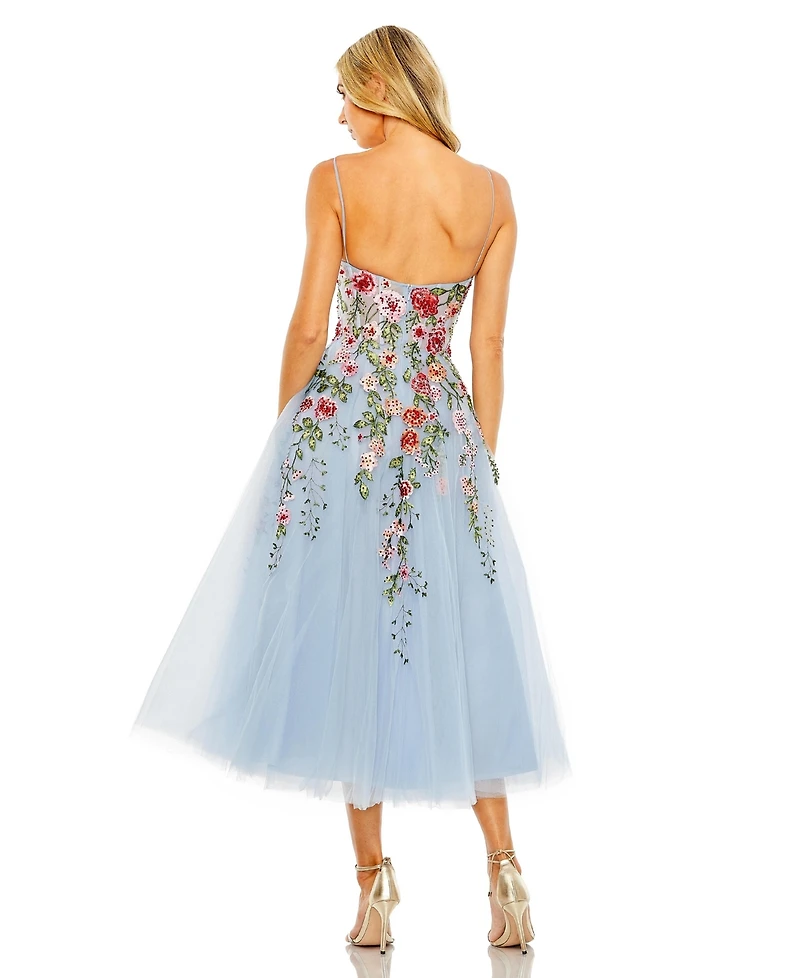 Mac Duggal Women's Bustier Embroidered Floral A-Line Dress