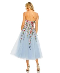 Mac Duggal Women's Bustier Embroidered Floral A-Line Dress