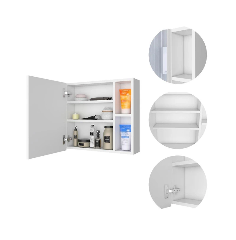 Airsurfer Metal Wall-Mounted Medicine Cabinet with Mirror and Storage Racks